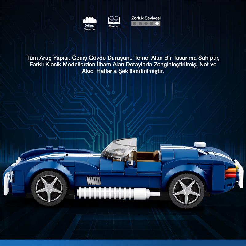 Reobrix Creator 812 Shelby Cobra S Spor Araba Yaratıcı Yapı Blok Seti Building Blocks - 312 Parça