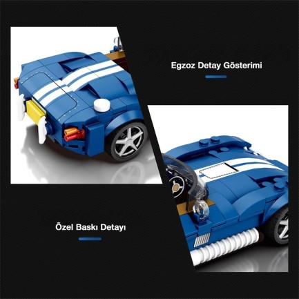 Reobrix Creator 812 Shelby Cobra S Spor Araba Yaratıcı Yapı Blok Seti Building Blocks - 312 Parça - Thumbnail