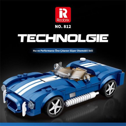 Reobrix Creator 812 Shelby Cobra S Spor Araba Yaratıcı Yapı Blok Seti Building Blocks - 312 Parça - Thumbnail