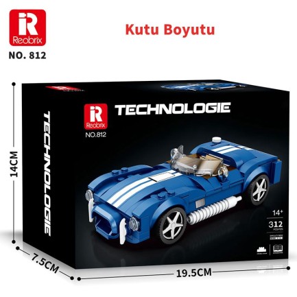 Reobrix Creator 812 Shelby Cobra S Spor Araba Yaratıcı Yapı Blok Seti Building Blocks - 312 Parça - Thumbnail