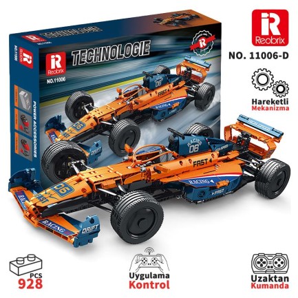 Reobrix - Reobrix Technic 11006-D McLaren Formula F1 Araba Kumanda&Motor Yaratıcı Yapı Blok Seti Building Blocks - 928 Parça