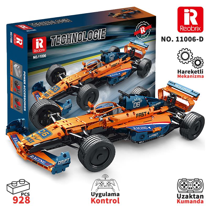 Reobrix Technic 11006-D McLaren Formula F1 Araba Kumanda&Motor Yaratıcı Yapı Blok Seti Building Blocks - 928 Parça