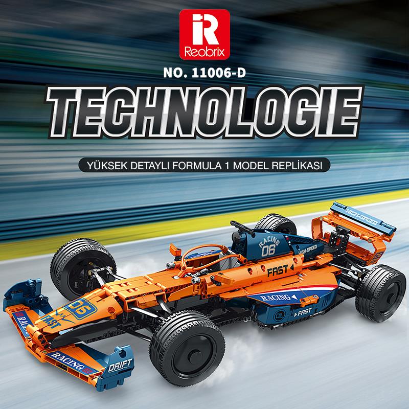 Reobrix Technic 11006-D McLaren Formula F1 Araba Kumanda&Motor Yaratıcı Yapı Blok Seti Building Blocks - 928 Parça