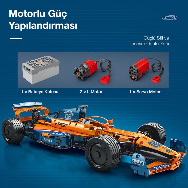 Reobrix Technic 11006-D McLaren Formula F1 Araba Kumanda&Motor Yaratıcı Yapı Blok Seti Building Blocks - 928 Parça