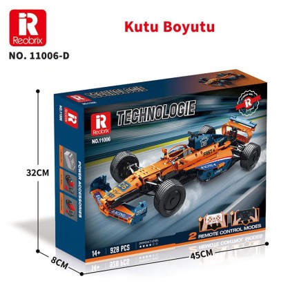 Reobrix Technic 11006-D McLaren Formula F1 Araba Kumanda&Motor Yaratıcı Yapı Blok Seti Building Blocks - 928 Parça - Thumbnail