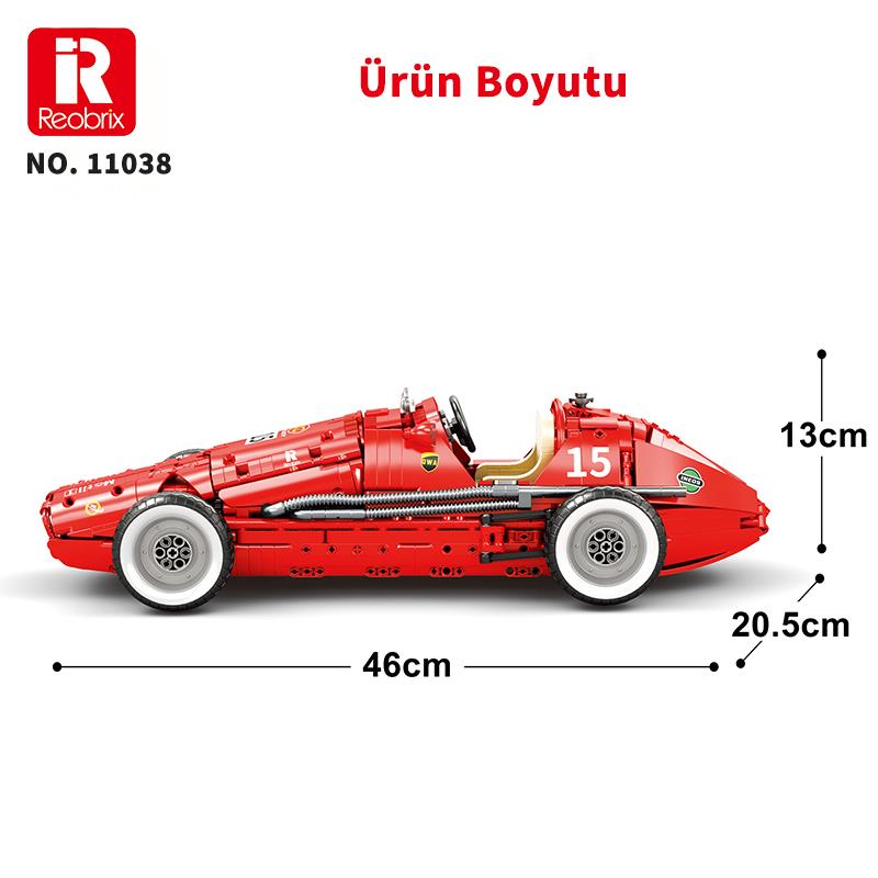 Reobrix Technic 11038 Ferrari 500 F2 Araba Yaratıcı Yapı Blok Seti Building Blocks - 1809 Parça