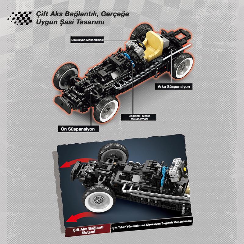 Reobrix Technic 11038 Ferrari 500 F2 Araba Yaratıcı Yapı Blok Seti Building Blocks - 1809 Parça