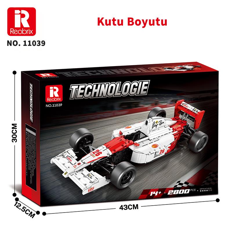 Reobrix Technic 11039 1/8 McLaren Formula 1 Araba Yaratıcı Yapı Blok Seti Building Blocks -2800Parça