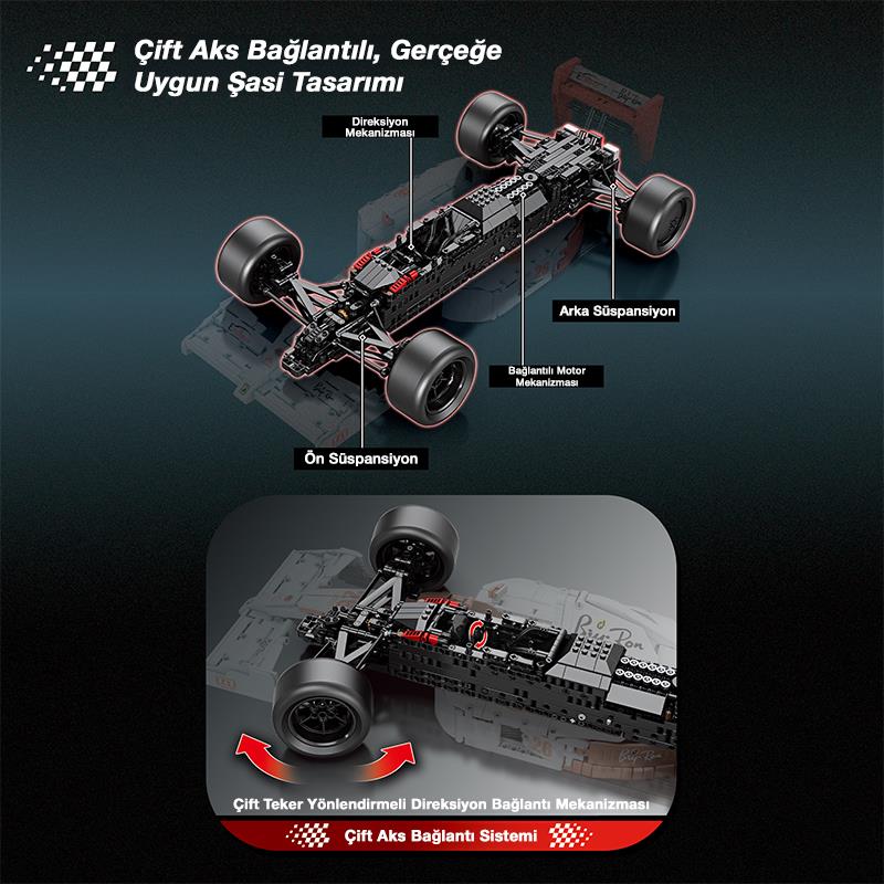 Reobrix Technic 11039 1/8 McLaren Formula 1 Araba Yaratıcı Yapı Blok Seti Building Blocks -2800Parça