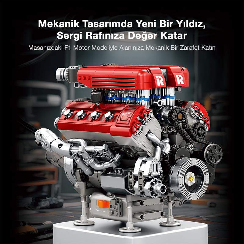 Reobrix Technic 33015 F1 Motor (Engine) Motorlu Yaratıcı Yapı Blok Seti Building Blocks- 1101 Parça