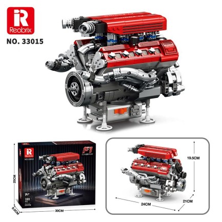 Reobrix Technic 33015 F1 Motor (Engine) Motorlu Yaratıcı Yapı Blok Seti Building Blocks- 1101 Parça - Thumbnail