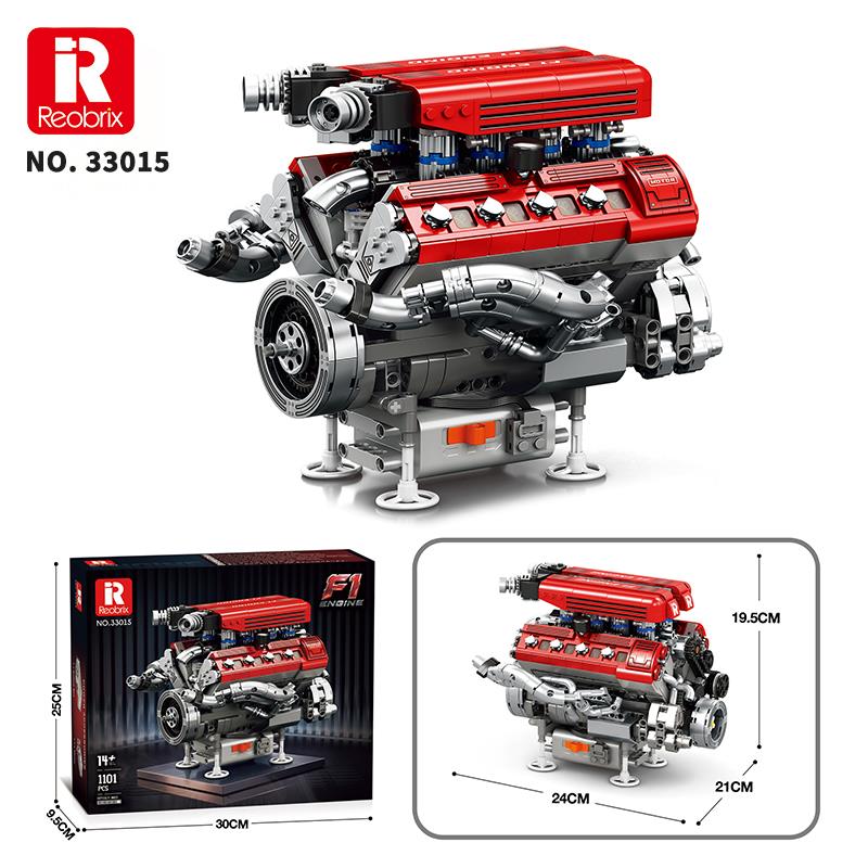 Reobrix Technic 33015 F1 Motor (Engine) Motorlu Yaratıcı Yapı Blok Seti Building Blocks- 1101 Parça