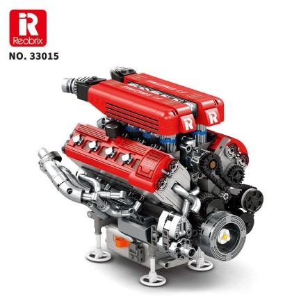Reobrix Technic 33015 F1 Motor (Engine) Motorlu Yaratıcı Yapı Blok Seti Building Blocks- 1101 Parça - Thumbnail
