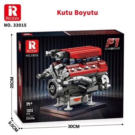 Reobrix Technic 33015 F1 Motor (Engine) Motorlu Yaratıcı Yapı Blok Seti Building Blocks- 1101 Parça - Thumbnail