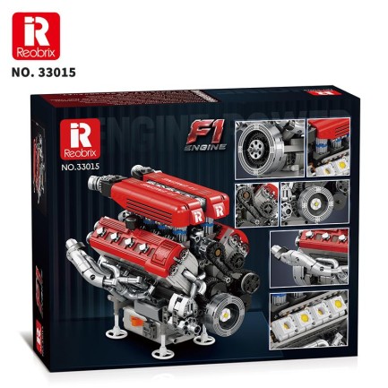 Reobrix Technic 33015 F1 Motor (Engine) Motorlu Yaratıcı Yapı Blok Seti Building Blocks- 1101 Parça - Thumbnail