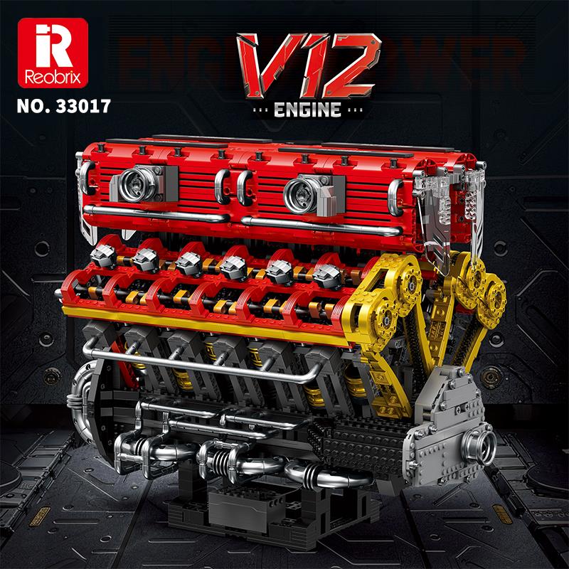 Reobrix 33017 V12 Motor Yaratıcı Yapı Blok Seti Building Blocks (V12 ENGINE)- 4719 Parça