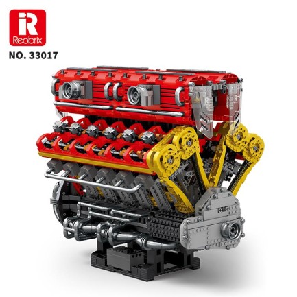 Reobrix 33017 V12 Motor Yaratıcı Yapı Blok Seti Building Blocks (V12 ENGINE)- 4719 Parça - Thumbnail
