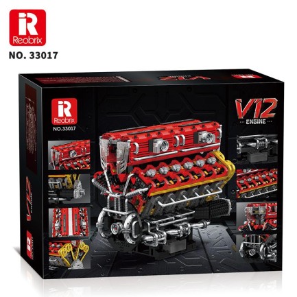 Reobrix 33017 V12 Motor Yaratıcı Yapı Blok Seti Building Blocks (V12 ENGINE)- 4719 Parça - Thumbnail