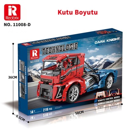 Reobrix Technic 11008 RC Tır Kamyonet Kumandalı&Motorlu Yaratıcı Yapı Blok Seti Building Blocks - 2116 Parça - Thumbnail