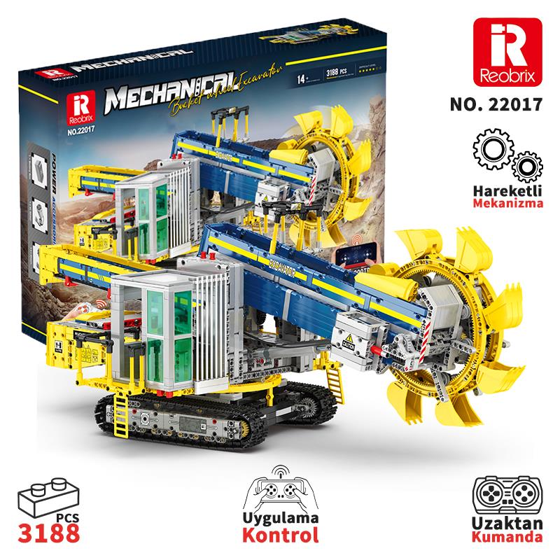 Reobrix Technic 22017 Kepçeli Ekskavatör Kumandalı&Motorlu Yapı Blok Seti Building (Bucket Wheel Excavator)-3188Parça