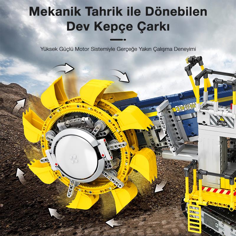 Reobrix Technic 22017 Kepçeli Ekskavatör Kumandalı&Motorlu Yapı Blok Seti Building (Bucket Wheel Excavator)-3188Parça