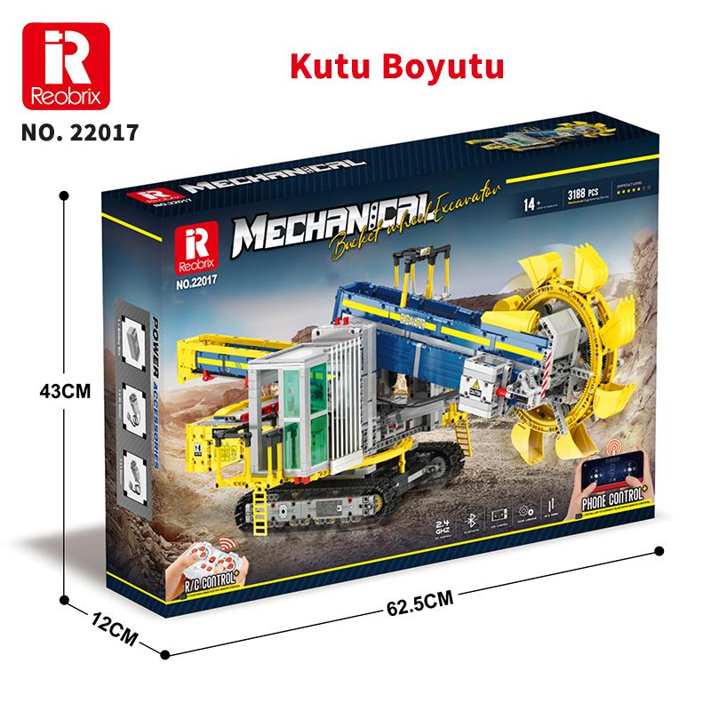 Reobrix Technic 22017 Kepçeli Ekskavatör Kumandalı&Motorlu Yapı Blok Seti Building (Bucket Wheel Excavator)-3188Parça