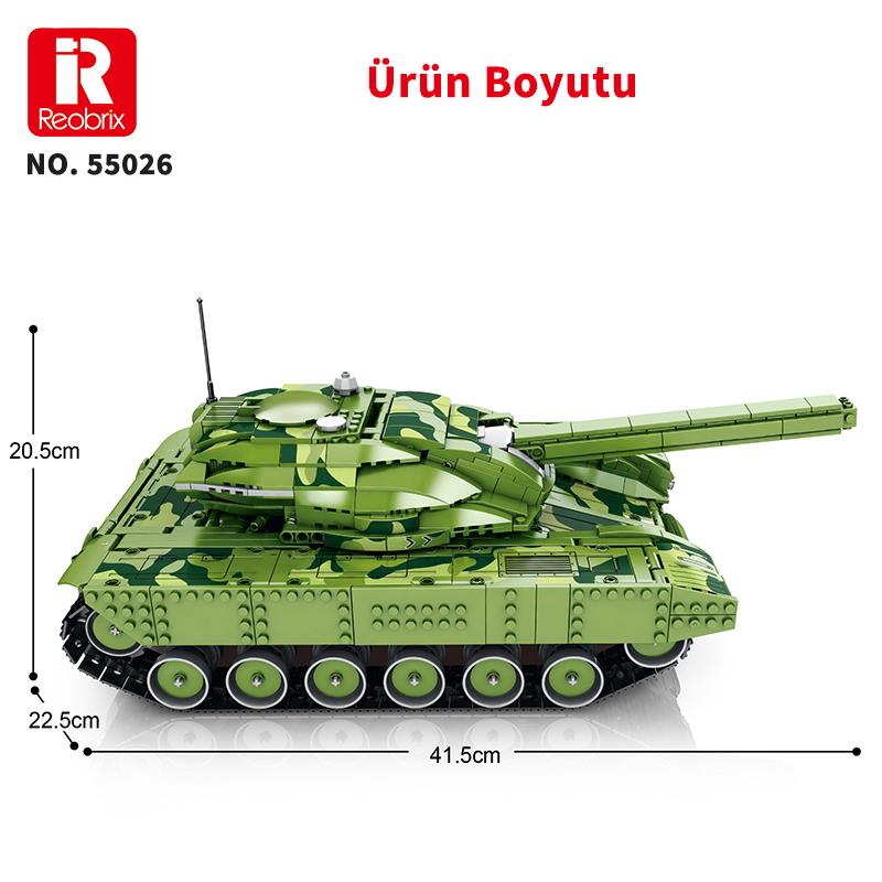Reobrix 55026 Tank Battle Goliath VII Kumanda&Motor Yaratıcı Yapı Blok Seti Building Blocks -1516 Parça