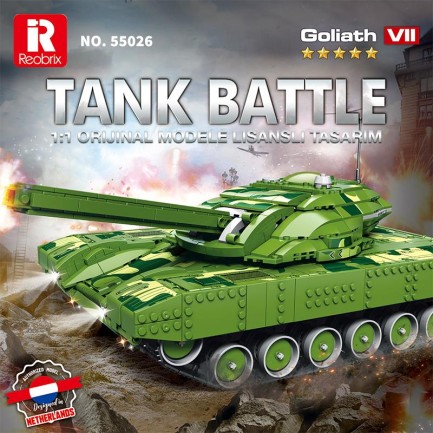 Reobrix 55026 Tank Battle Goliath VII Kumanda&Motor Yaratıcı Yapı Blok Seti Building Blocks -1516 Parça - Thumbnail