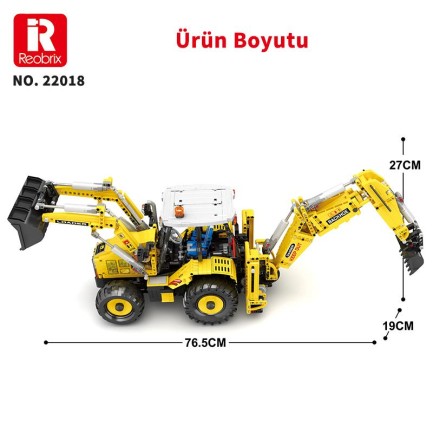 Reobrix Technic 22018 RC Caterpillar Bulldozer Kumandalı&Motorlu Yaratıcı Yapı Blok Seti Building Blocks - 2231 Parça - Thumbnail