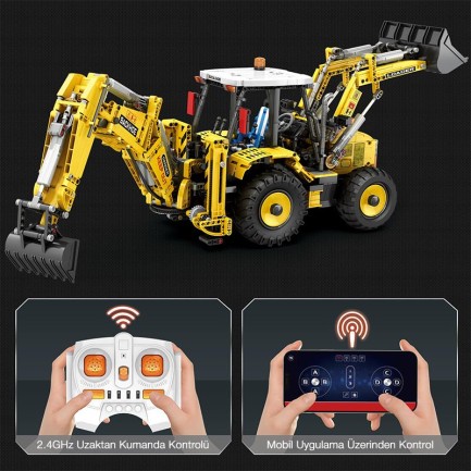 Reobrix Technic 22018 RC Caterpillar Bulldozer Kumandalı&Motorlu Yaratıcı Yapı Blok Seti Building Blocks - 2231 Parça - Thumbnail
