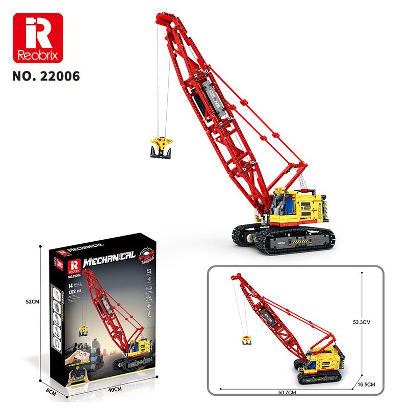 Reobrix Technic 22006 Paletli Vinç (Crawler Crane) Kumanda&Motorlu Yaratıcı Yapı Blok Seti Building Blocks - 1322 Parça