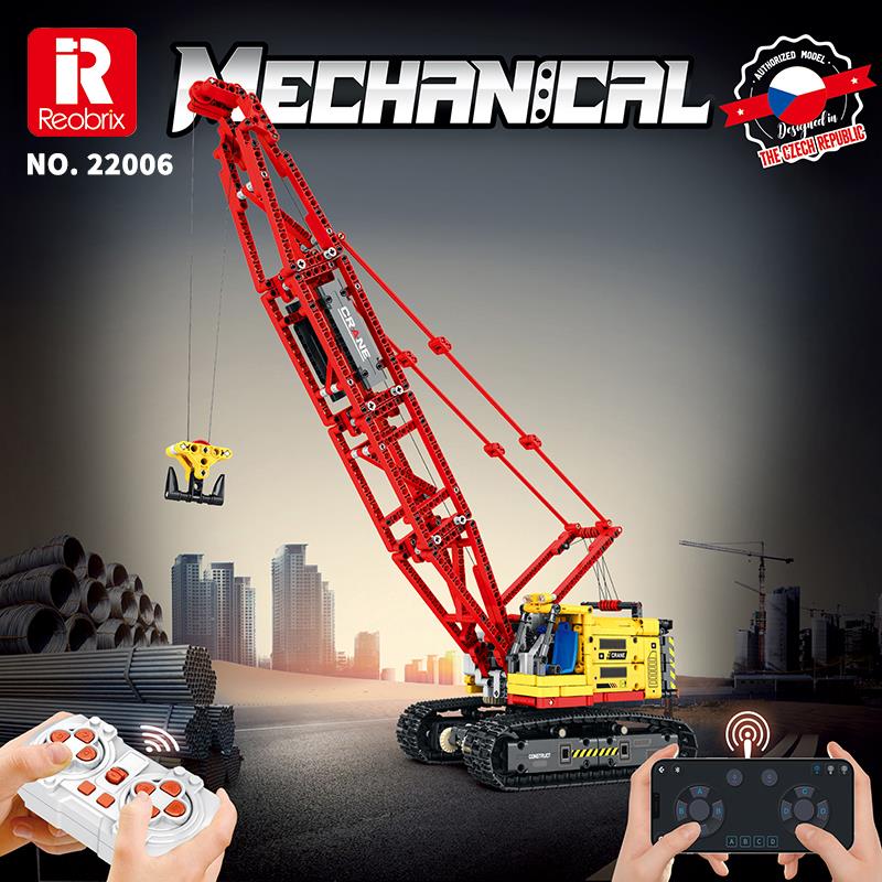 Reobrix Technic 22006 Paletli Vinç (Crawler Crane) Kumanda&Motorlu Yaratıcı Yapı Blok Seti Building Blocks - 1322 Parça