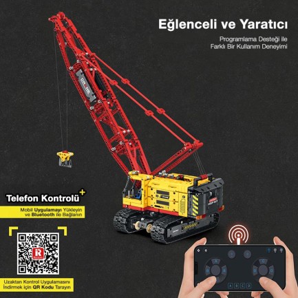 Reobrix Technic 22006 Paletli Vinç (Crawler Crane) Kumanda&Motorlu Yaratıcı Yapı Blok Seti Building Blocks - 1322 Parça - Thumbnail