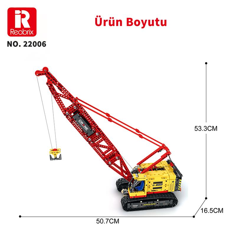Reobrix Technic 22006 Paletli Vinç (Crawler Crane) Kumanda&Motorlu Yaratıcı Yapı Blok Seti Building Blocks - 1322 Parça