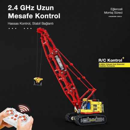 Reobrix Technic 22006 Paletli Vinç (Crawler Crane) Kumanda&Motorlu Yaratıcı Yapı Blok Seti Building Blocks - 1322 Parça - Thumbnail