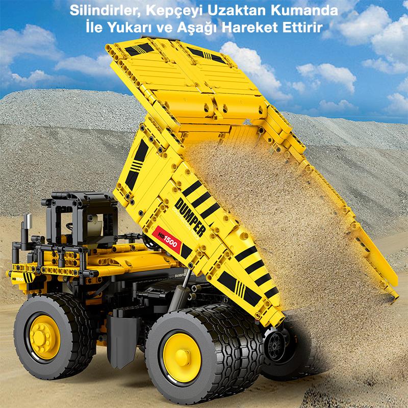 Reobrix Technic 22025 Damperli Kamyon Kumanda&Motorlu Yaratıcı Yapı Blok Seti Building Blocks (Dump Truck)- 1622 Parça