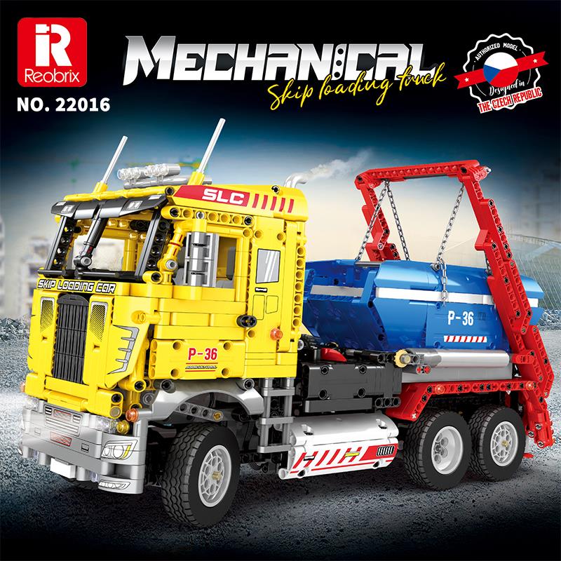 Reobrix Technic 22016 Çöp Yükleme Kamyonu (Ship Loading Truck) Kumanda&Motor Yaratıcı Yapı Blok Seti Building Blocks - 1918 Parça