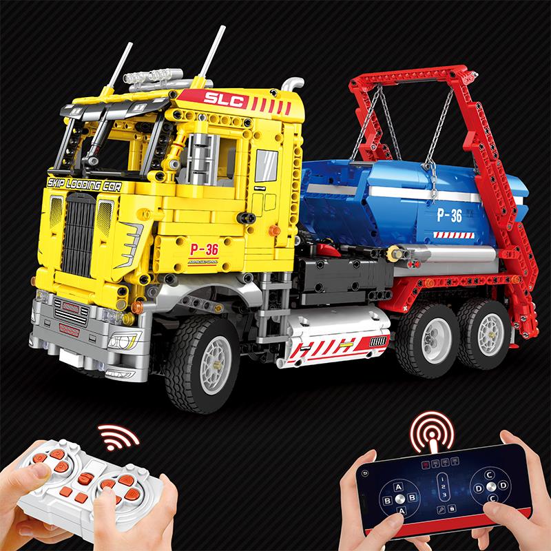 Reobrix Technic 22016 Çöp Yükleme Kamyonu (Ship Loading Truck) Kumanda&Motor Yaratıcı Yapı Blok Seti Building Blocks - 1918 Parça