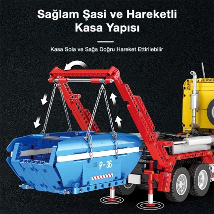 Reobrix Technic 22016 Çöp Yükleme Kamyonu (Ship Loading Truck) Kumanda&Motor Yaratıcı Yapı Blok Seti Building Blocks - 1918 Parça - Thumbnail