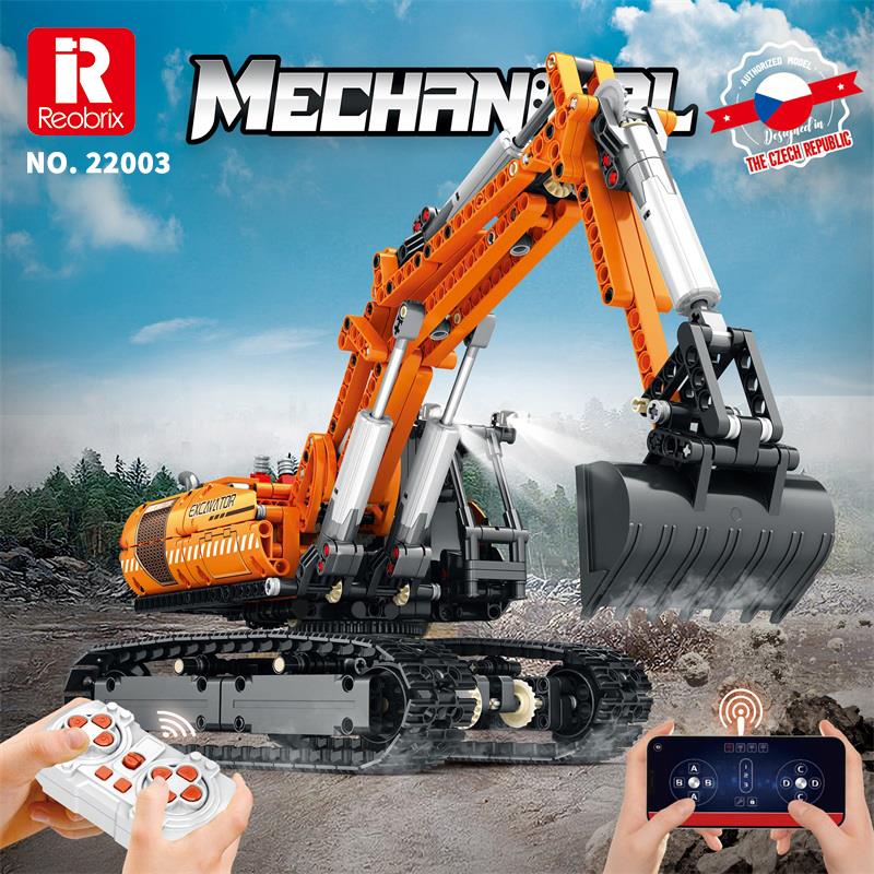 Reobrix Technic 22003 Excavator Kazıcı Kumanda&Motorlu Yaratıcı Yapı Blok Seti Building Blocks - 1106 Parça