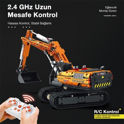 Reobrix Technic 22003 Excavator Kazıcı Kumanda&Motorlu Yaratıcı Yapı Blok Seti Building Blocks - 1106 Parça - Thumbnail