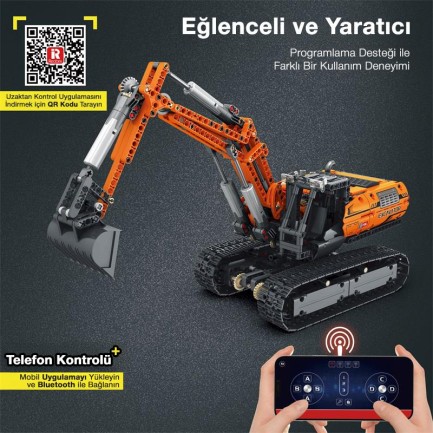 Reobrix Technic 22003 Excavator Kazıcı Kumanda&Motorlu Yaratıcı Yapı Blok Seti Building Blocks - 1106 Parça - Thumbnail