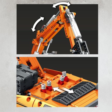 Reobrix Technic 22003 Excavator Kazıcı Kumanda&Motorlu Yaratıcı Yapı Blok Seti Building Blocks - 1106 Parça - Thumbnail