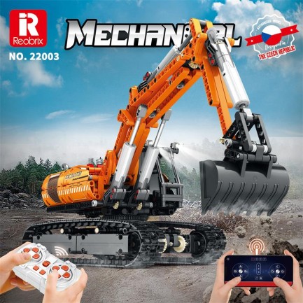 Reobrix Technic 22003 Excavator Kazıcı Kumanda&Motorlu Yaratıcı Yapı Blok Seti Building Blocks - 1106 Parça - Thumbnail