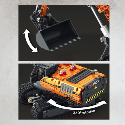 Reobrix Technic 22003 Excavator Kazıcı Kumanda&Motorlu Yaratıcı Yapı Blok Seti Building Blocks - 1106 Parça - Thumbnail