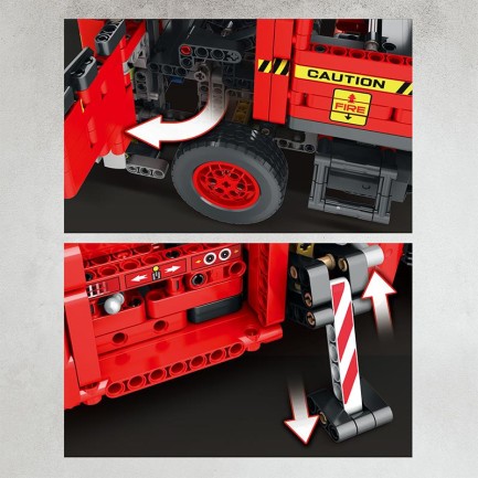 Reobrix 22005 İtfaiye Kamyonu Kumanda&Motorlu Yaratıcı Yapı Blok Seti Building Blocks (Mechanical Fire Engine)-3266Parça - Thumbnail