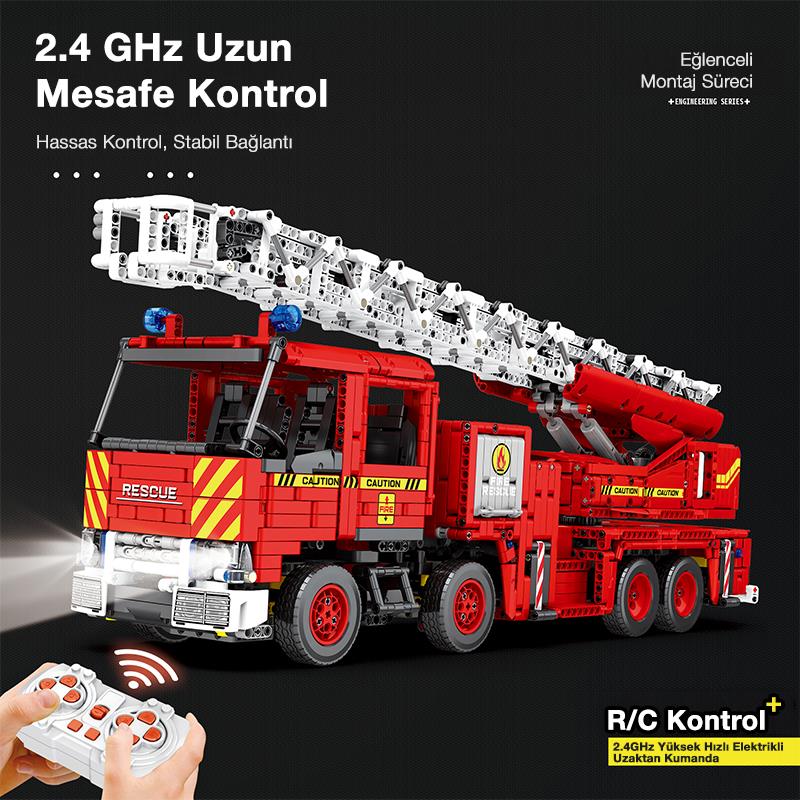 Reobrix 22005 İtfaiye Kamyonu Kumanda&Motorlu Yaratıcı Yapı Blok Seti Building Blocks (Mechanical Fire Engine)-3266Parça