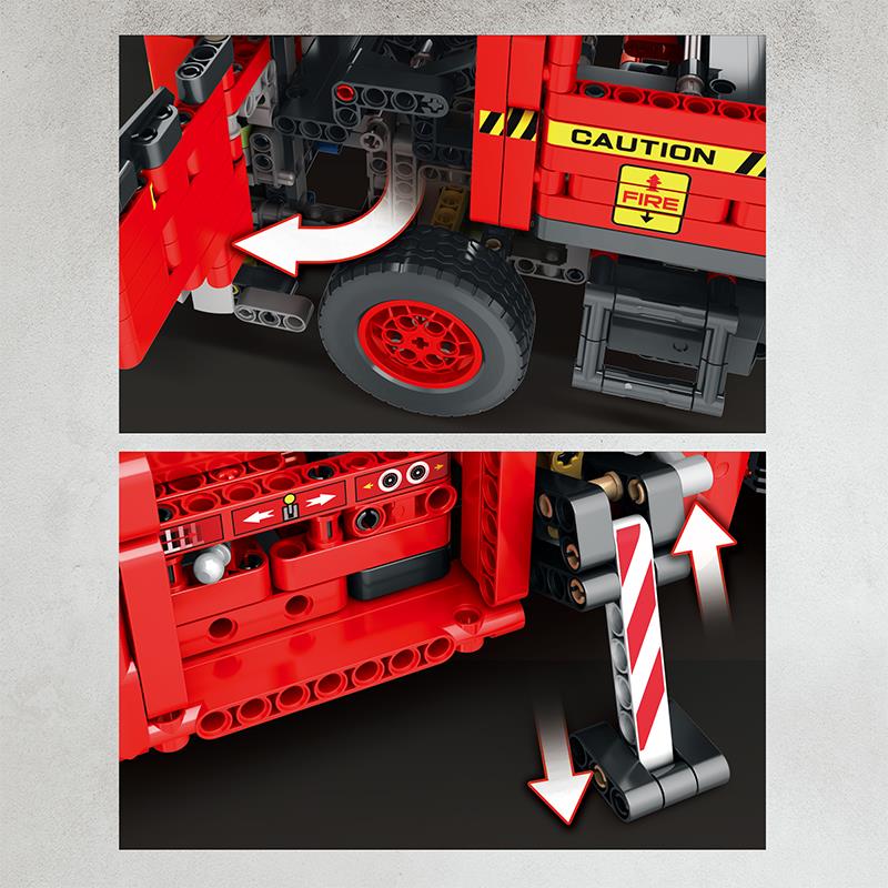 Reobrix 22005 İtfaiye Kamyonu Kumanda&Motorlu Yaratıcı Yapı Blok Seti Building Blocks (Mechanical Fire Engine)-3266Parça