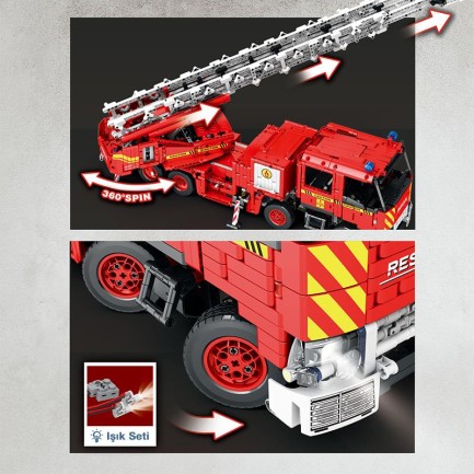 Reobrix 22005 İtfaiye Kamyonu Kumanda&Motorlu Yaratıcı Yapı Blok Seti Building Blocks (Mechanical Fire Engine)-3266Parça - Thumbnail