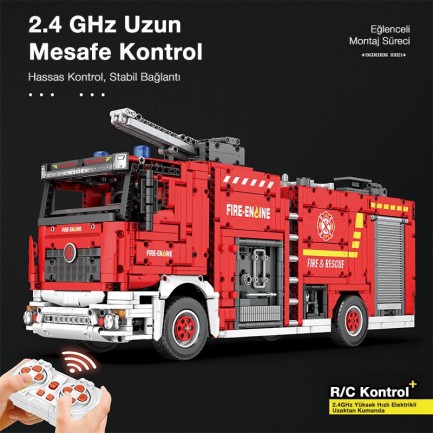 Reobrix Technic 22008 İtfaiye Kamyonu Kumandalı&Motorlu Yapı Blok Seti Building Blocks (Fire Ladder Truck)- 2692 Parça - Thumbnail